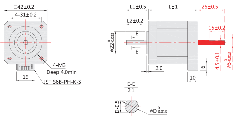 42步進(jìn)電機(jī)外形尺寸圖 42步進(jìn)電機(jī)外形尺寸圖